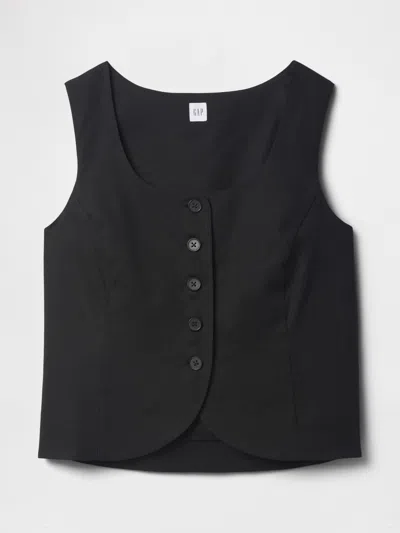 Gap Factory Linen-blend Scoopneck Vest In Black