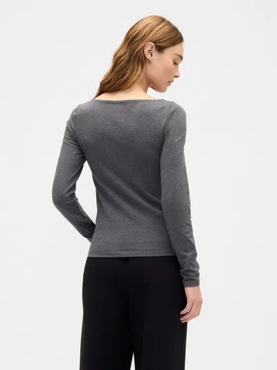 Gap Factory Stretch Jersey Boatneck T-shirt In Gray