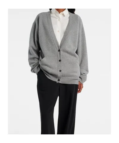 The Row Lonn Cashmere Cardigan In Gray