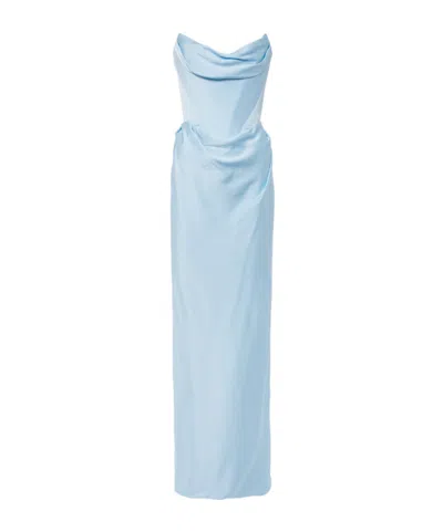 Vivienne Westwood Galaxy Strapless Satin Gown In Blue