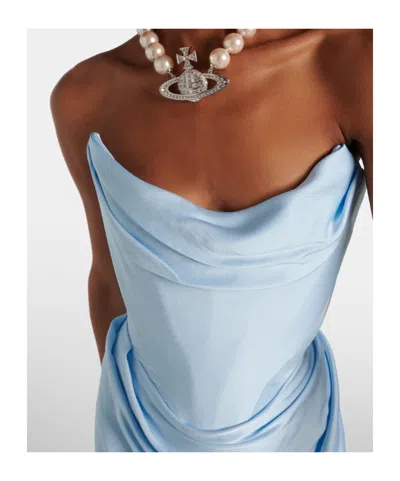 Vivienne Westwood Galaxy Strapless Satin Gown In Blue