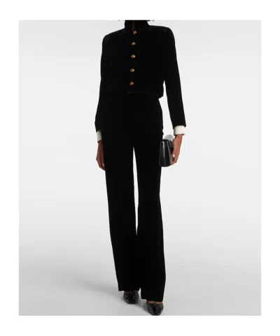 Loro Piana Goldie High-rise Velvet Wide-leg Pants In Black