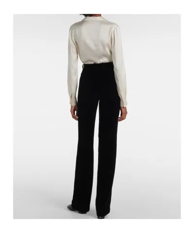 Loro Piana Goldie High-rise Velvet Wide-leg Pants In Black
