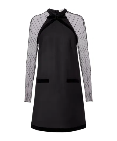 Nina Ricci Virgin Wool Gabardine Minidress In Black