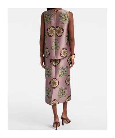 La Doublej La Scala Asymmetric Jacquard Top In Purple