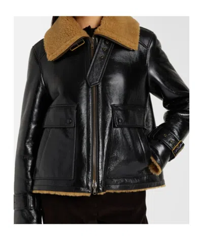 Veronica Beard Danika Shearling-lined Leather Jacket In Black