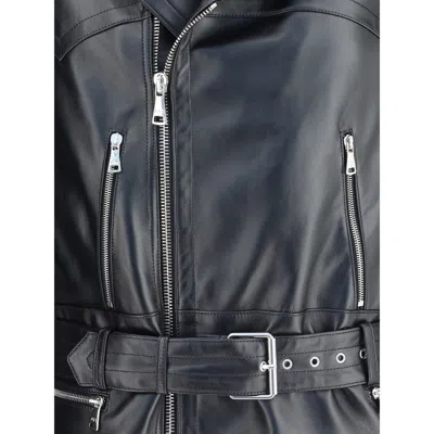 Alessandra Rich Long-sleeved Leather Jacket In Black
