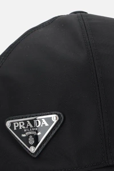 Prada Nylon Baseball Cap 6-panel Construction In Black