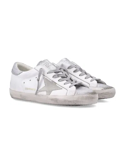 Golden Goose Super-star White And Silver Leather Woman's Sneakers In Multi