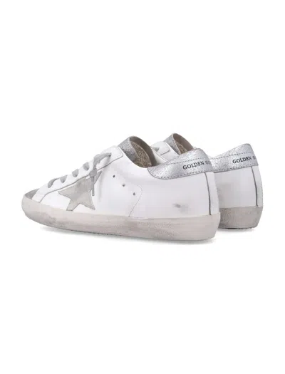 Golden Goose Super-star White And Silver Leather Woman's Sneakers In Multi