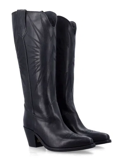 Golden Goose Leather Wish Star Francesca Cowboy Boots 40 In Multi