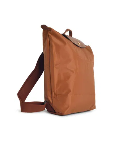 Longchamp 'm Le Pliage Original' Cognac Canvas Backpack In Brown