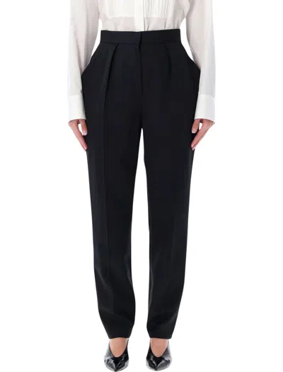 Balmain High-waisted Structured Trousers Featuring Pleats In Black