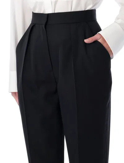 Balmain High-waisted Structured Trousers Featuring Pleats In Black