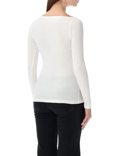 Diesel T-bal-od Long-sleeve Ribbed Cotton Top In White