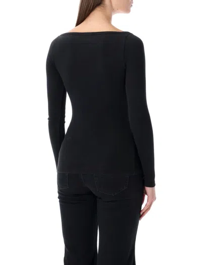 Diesel T-bal-od Long-sleeve Ribbed Cotton Top In Black