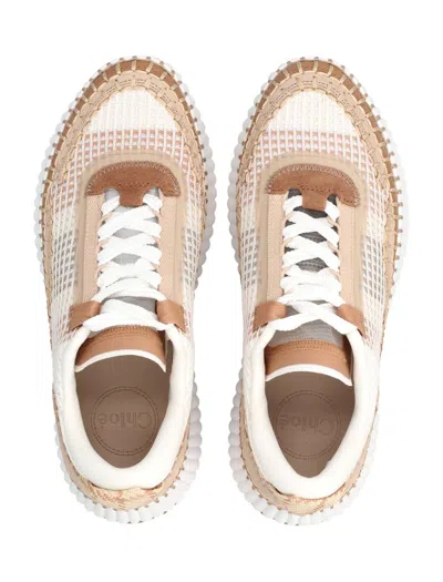 Chloé Nama Women's Sneakers In Mesh And Suede In Brown