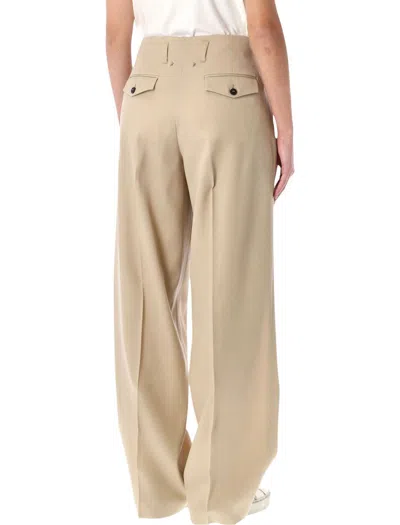 Golden Goose Sand Wool Gabardine High-waist Pants In Brown