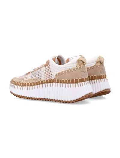 Chloé Nama Women's Sneakers In Mesh And Suede In Brown