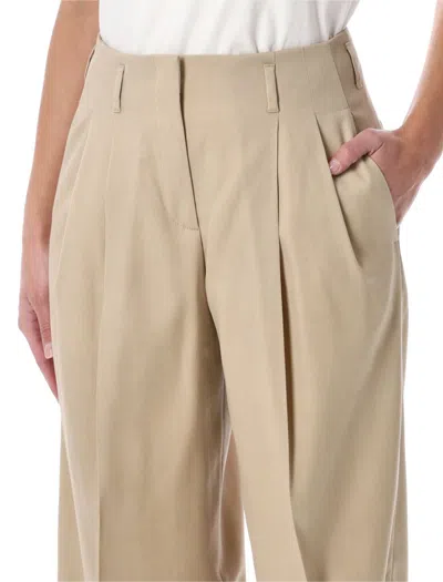 Golden Goose Sand Wool Gabardine High-waist Pants In Brown