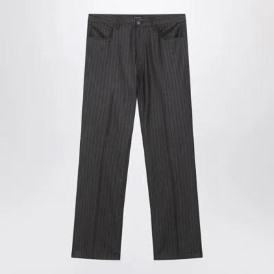 Balenciaga Pinstripe Wool Tailored Pants In Black