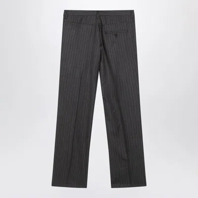 Balenciaga Pinstripe Wool Tailored Pants In Black
