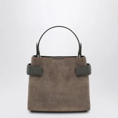 Brunello Cucinelli Tophandle Essence Small Brown Bag With Precious Bands In Brown