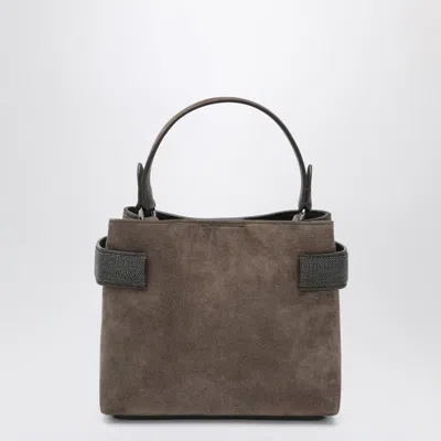 Brunello Cucinelli Tophandle Essence Small Brown Bag With Precious Bands In Brown