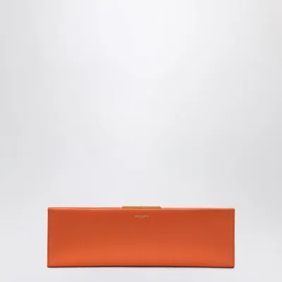 Saint Laurent Midnight Clutch Large In Satin In Orange