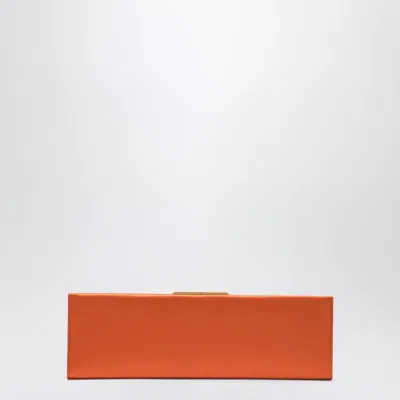 Saint Laurent Midnight Clutch Large In Satin In Orange