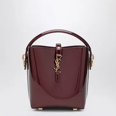 Saint Laurent Le 37 Mini Ysl Bucket Bag In Patent Leather In Burgundy