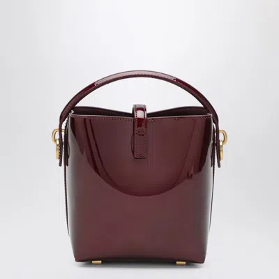 Saint Laurent Le 37 Mini Ysl Bucket Bag In Patent Leather In Burgundy