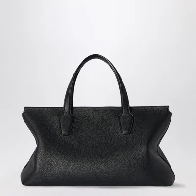 The Row Marcel Textured-leather Tote In Black