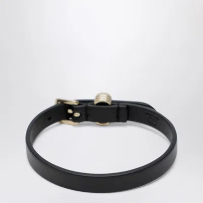 Valentino Crystal Leather Bracelet Featuring Buckle In Black