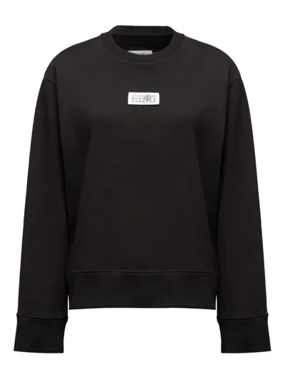 Mm6 Maison Margiela Logo Cotton Sweatshirt In Black