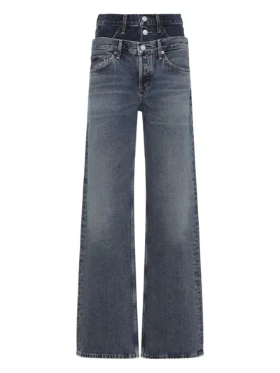Agolde Blue Recycled Cotton Straight-leg Jeans In Multi