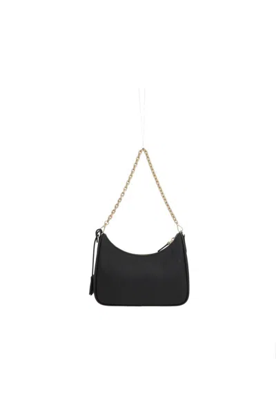 Prada Black Recycled Polyamide Shoulder Bag In Pattern