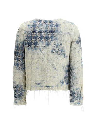 Diesel Women Houndstooth-pattern Denim Jacket In Multi