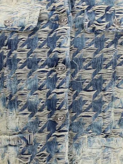 Diesel Women Houndstooth-pattern Denim Jacket In Multi