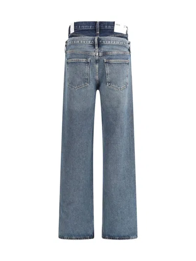 Agolde Blue Recycled Cotton Straight-leg Jeans In Blue