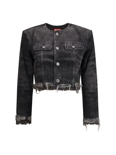 Diesel Jacket In Lasered Cotton-hemp Denim In Multi