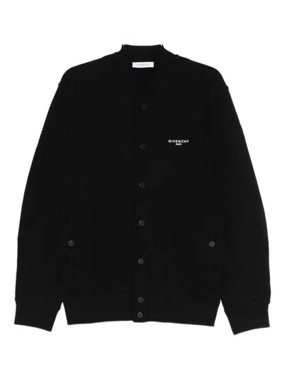 Givenchy Black Varsity Jacket With Bomber Collar And Logo Lettering On The Front In Cotton Man In Black