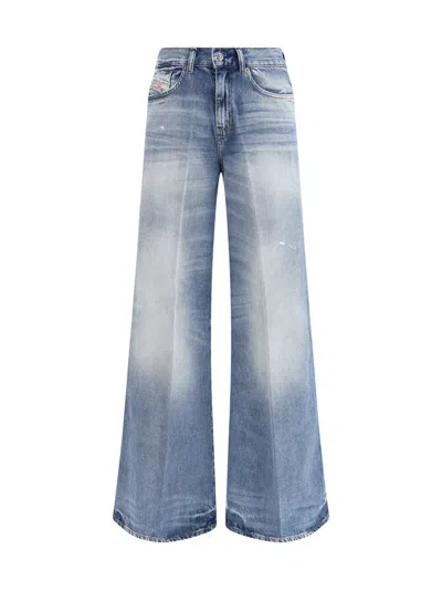 Diesel Light Blue Cotton Bootcut Jeans In Blue