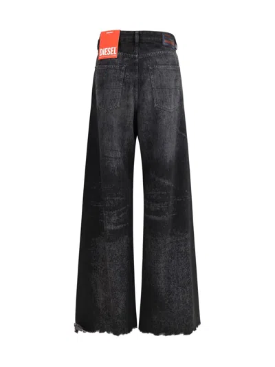 Diesel Black Cotton Relaxed Fit Jeans In Black