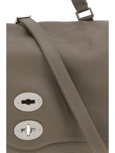 Zanellato Postina Leather Shoulder Bag In Gray