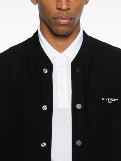Givenchy Black Varsity Jacket With Bomber Collar And Logo Lettering On The Front In Cotton Man