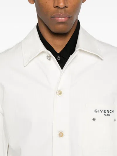 Givenchy Long Sleeve Denim Cotton Jacket With Pocket In White