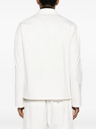 Givenchy Long Sleeve Denim Cotton Jacket With Pocket In White