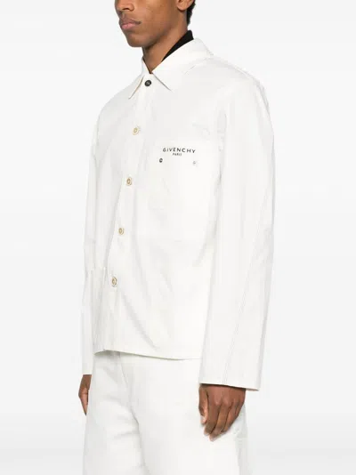 Givenchy Long Sleeve Denim Cotton Jacket With Pocket In White
