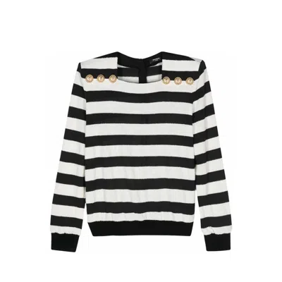 Balmain Striped Jersey Top Women In Multi